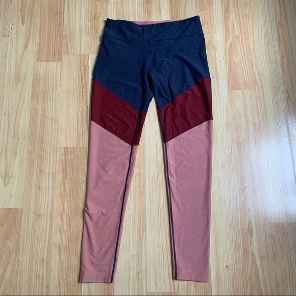 Outdoor Voices Large Color Block Leggings Pink Red Blue Colorblock - Picture 2 of 9